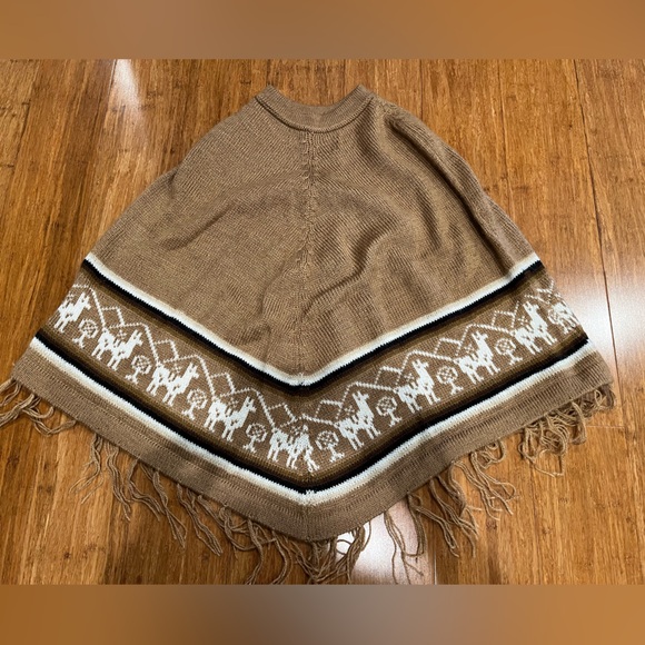 Alpaca Connection Knit Women’s Poncho Made in Peru Brown - Picture 1 of 2